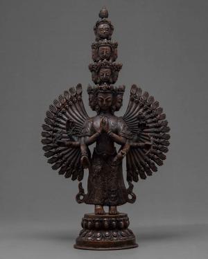 1000 Armed Chenrezig Avalokiteshvara Statue | Bodhisattva Artwork | Buddha Figurines | Tibetan Buddhist Hand-carved Sculpture | Statue Decor